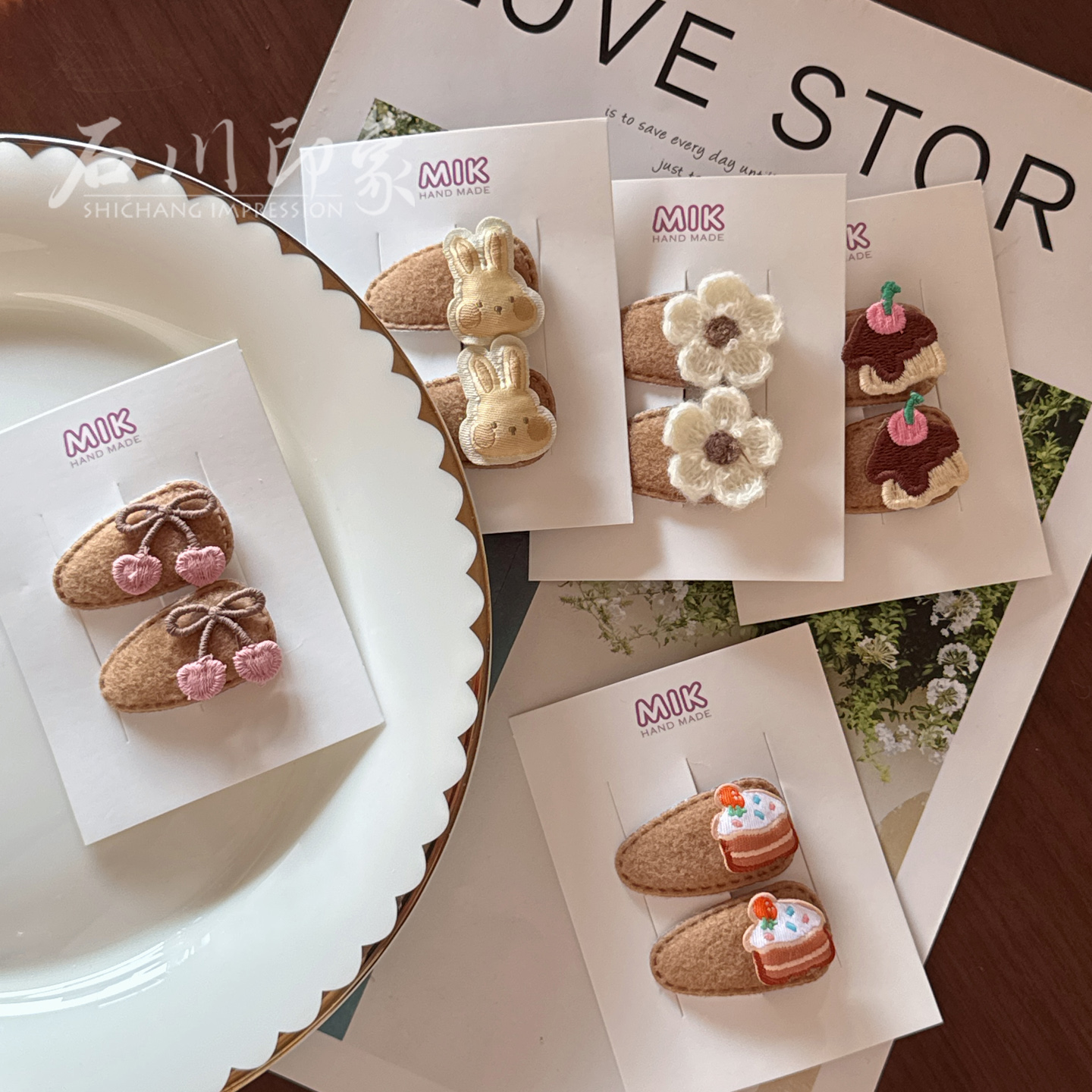 咖色系迷你宝宝小发夹女宝刘海夹兔头蛋糕发卡不伤发