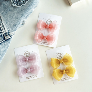 石川印象儿童发饰仙气雪纱蝴蝶结儿童发夹女孩对夹宝宝头饰小公主