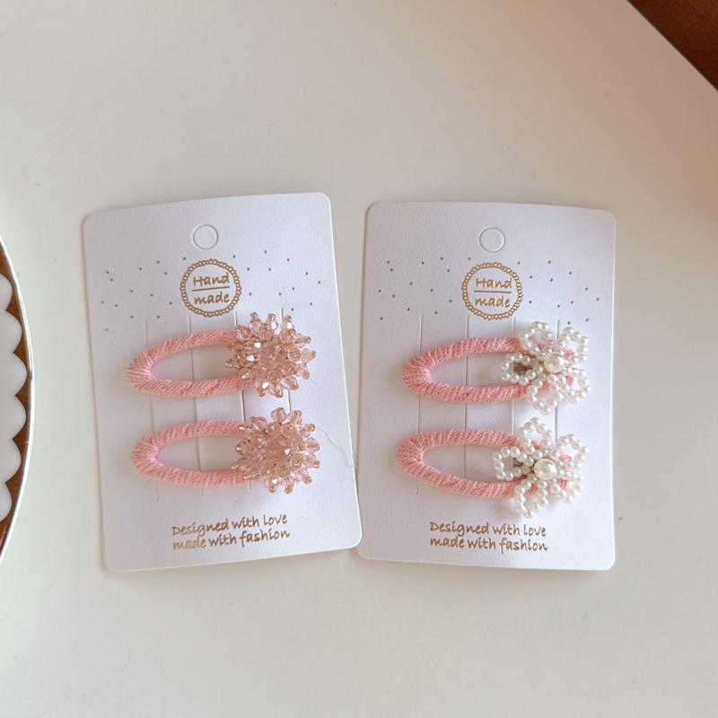 儿童发夹甜美珍珠花BB夹一对女孩发饰刘海夹碎发卡子宝宝头饰发饰