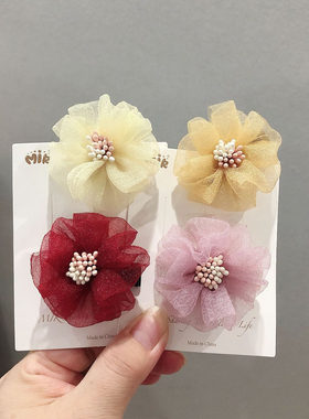 石川印象韩版雪纱小卡子手工发饰