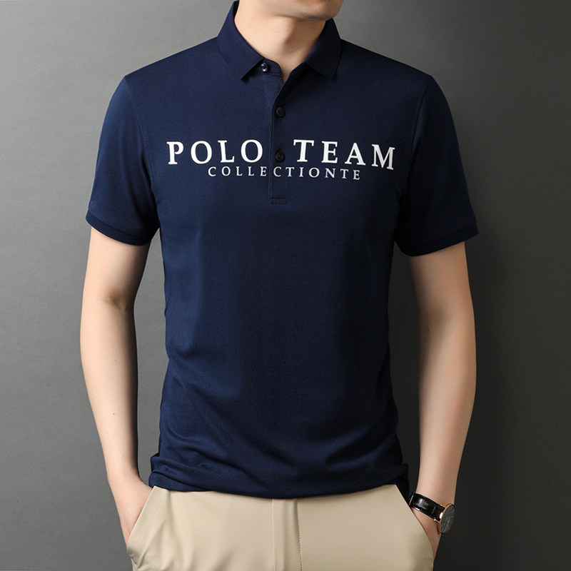 夏季新款短袖T恤男薄款上衣中年男士百搭印花半袖POLO衫D818-P60图片