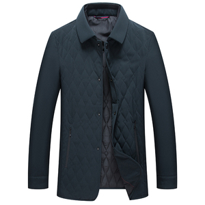 轻薄棉服男翻领秋冬季中年男士休闲格子棉服爸爸装外套Y5088-P200图片