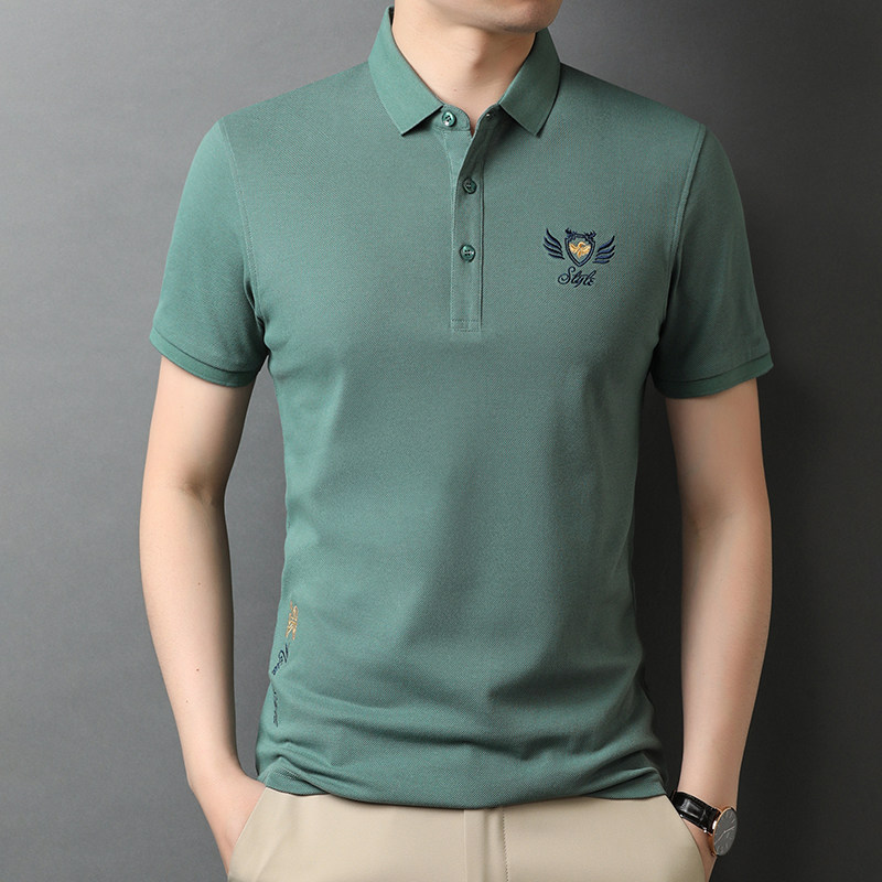 2021新款男士短袖纯棉polo衫商务翻领短袖刺绣T恤QLM88185-P70,男装T恤,电商B212（原钱塘6029）