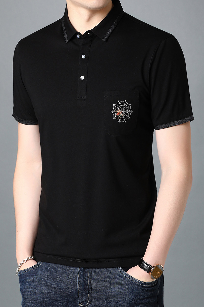 夏季短袖t恤男潮流翻领POLO衫男士刺绣休闲半袖体恤AJY2086-P65,男装T恤,电商B212（原钱塘6029）