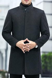 毛呢大衣男中长款夹棉冬男士休闲立领羊毛呢子冬装外套L2033-P380图片