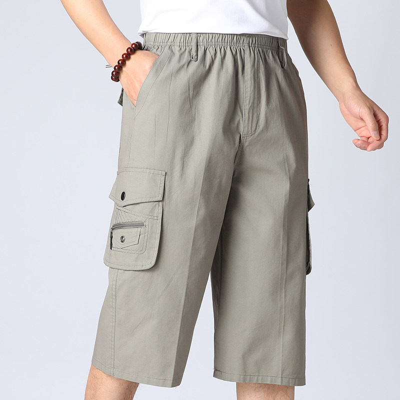 爸爸夏装短裤男纯棉休闲裤夏季中老年男士宽松七分裤薄KZ001-P40，男装休闲裤，电商B212（原钱塘6029）