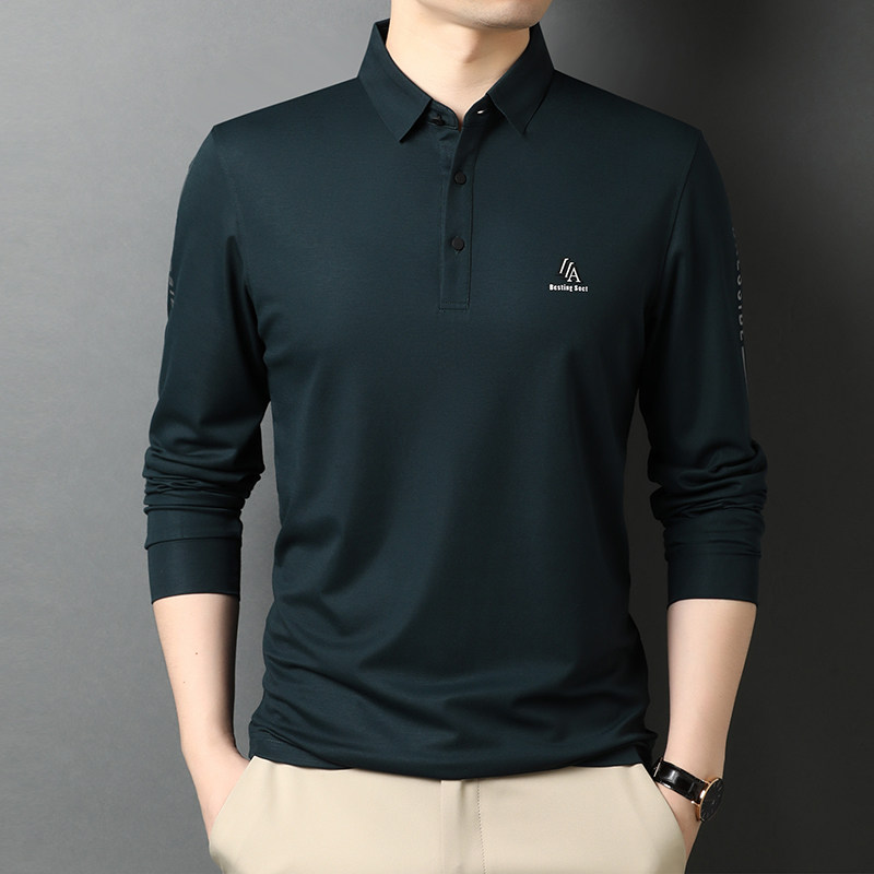 秋装男士长袖新款T恤翻领潮流POLO衫印花上衣服男QLM55165-P80,男装T恤,电商B212（原钱塘6029）