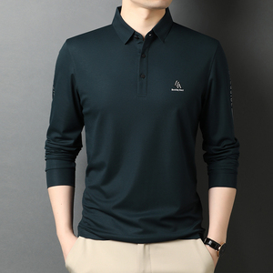 秋装男士长袖新款T恤翻领潮流POLO衫印花上衣服男QLM55165-P80图片