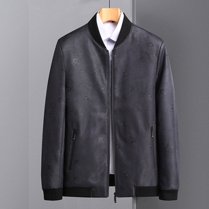 爸爸装皮夹克外套中年男士40岁50中老年PU皮茄克衣服J图片