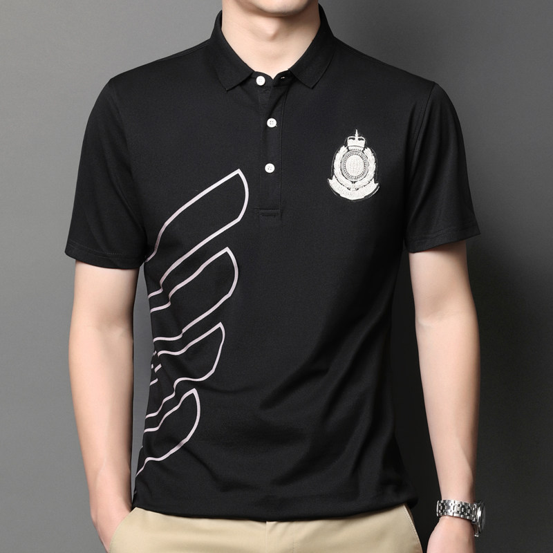 男士印花短袖T恤薄款上衣夏季时尚百搭翻领体恤衫AJY28051-P55,男装T恤,电商B212（原钱塘6029）