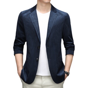 2021男士中年商务宽松正装小西服外套竖条纹西服AJYD107006-P195图片