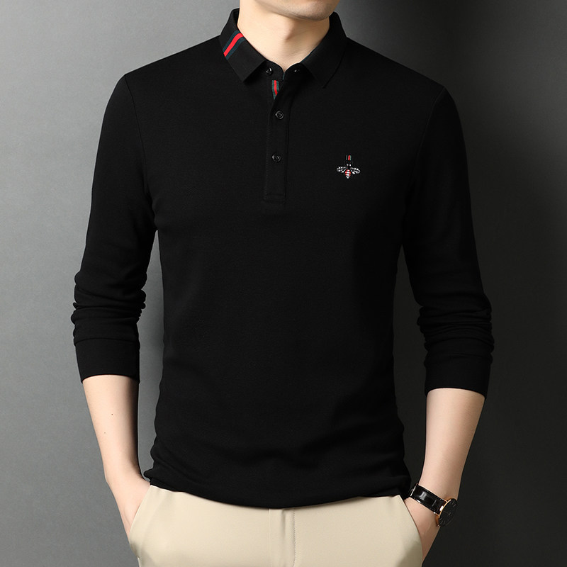 【主推】档口现货纯棉长袖T恤男POLO衫男士休闲打底衫D8815-P78,男装T恤,电商B212（原钱塘6029）