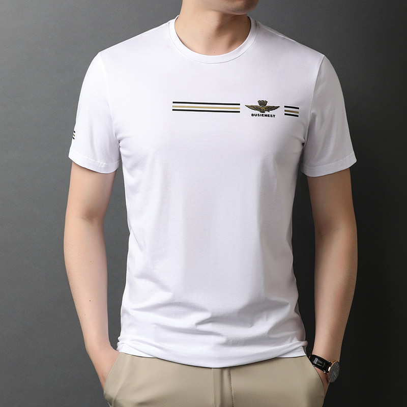 短袖T恤男宽松圆领2021秋季新款衣服男士半袖体恤QLM88204-P70,男装T恤,电商B212（原钱塘6029）