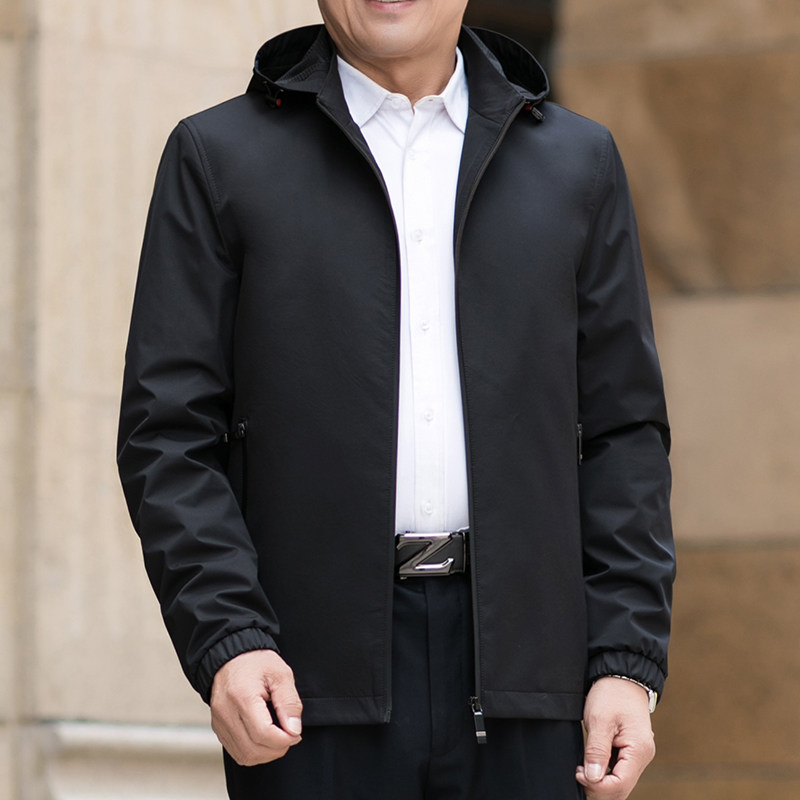 中老年夹克外套男上衣薄款春秋季男士休闲连帽爸爸装N19060-P140,男装夹克,电商B212（原钱塘6029）