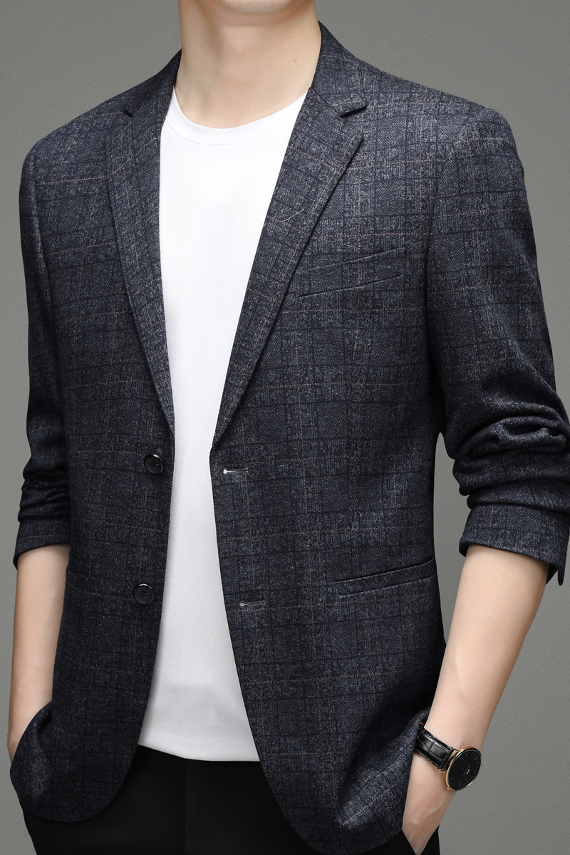 2021秋季西服男纯色格子百搭商务休闲便西西装外套ZELD3325-P160,男装西服,电商B212（原钱塘6029）