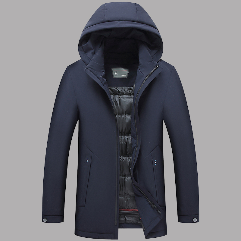 羽绒服男中长款连帽冬季中年男士休闲脱卸内胆冬装外套J611-P320，男装羽绒服，电商B212（原钱塘6029）