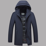 羽绒服男中长款连帽冬季中年男士休闲脱卸内胆冬装外套J611-P320，男装羽绒服，电商B212（原钱塘6029）