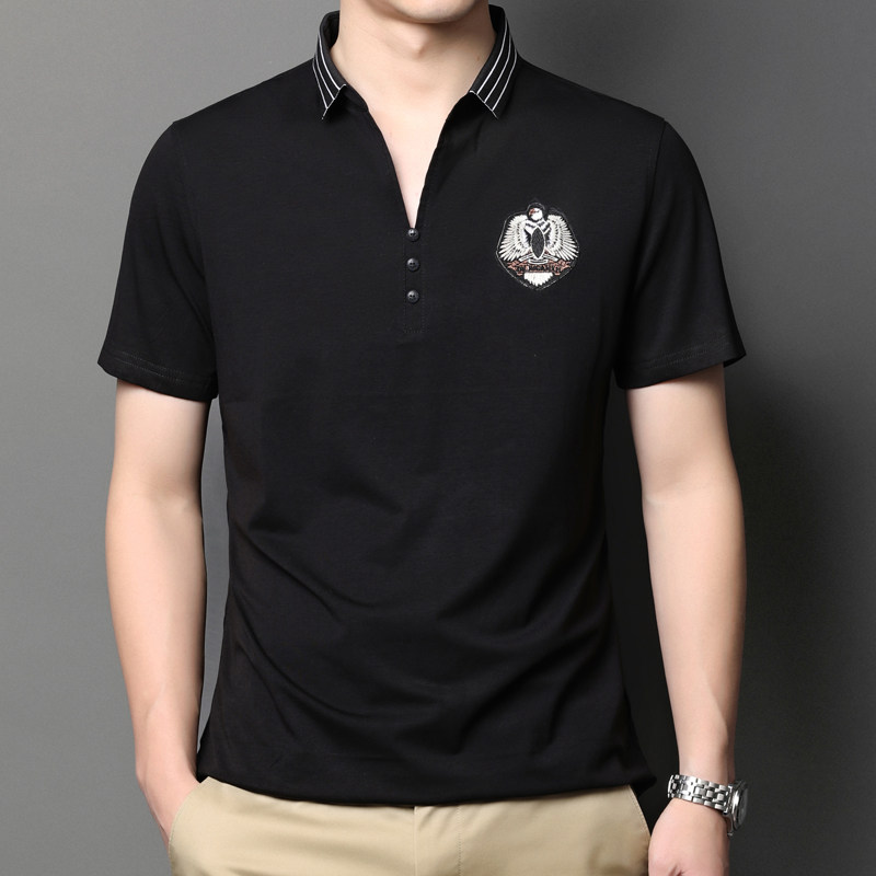 2021夏季新款百搭中年男士商务休闲短袖t恤爸爸夏装AJY28059-P65,男装T恤,电商B212（原钱塘6029）