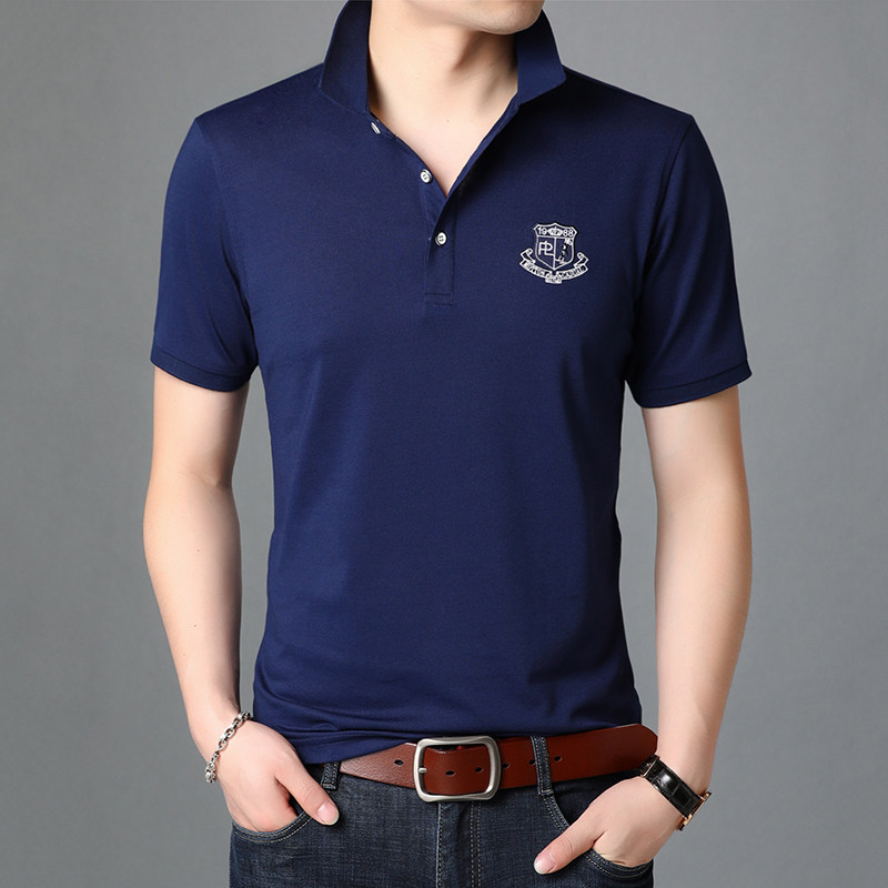 商务休闲短袖T恤男免烫半袖POLO衫夏季男士百搭休闲体恤D789-P60,男装T恤,电商B212（原钱塘6029）