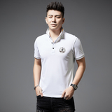 中年男士商务休闲短袖T恤夏季刺绣翻领免烫体恤衫男AJY28035-P65，男装T恤，电商B212（原钱塘6029）