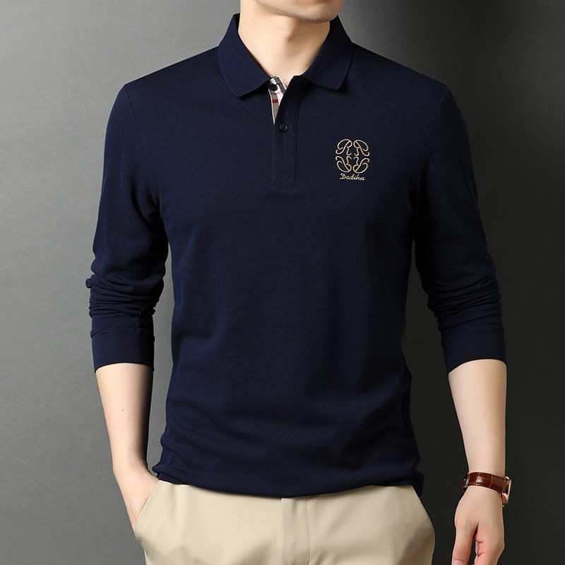 纯棉长袖T恤男打底衫春秋中年男士休闲POLO衫潮流体恤D6619-P65,男装Polo衫,电商B212（原钱塘6029）