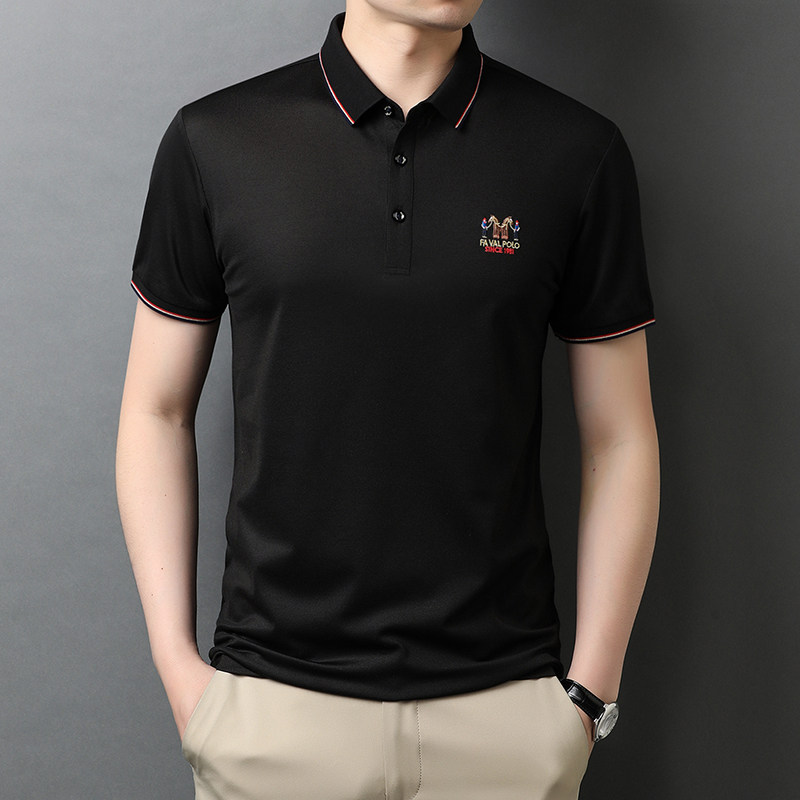 男装春夏季polo衫商务翻领短袖t恤薄款体恤纯色上衣QLM88156-P75图片