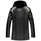 皮衣男中长款加绒加厚冬季男士休闲兔领皮夹克冬装外套Y215，男装皮衣，电商B212（原钱塘6029）