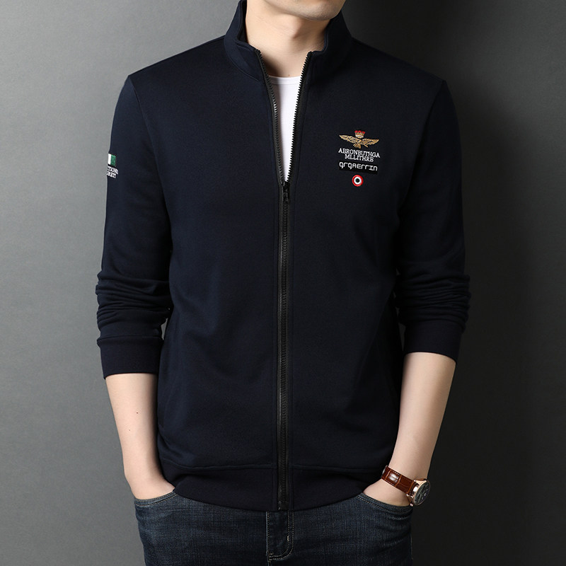 2021秋冬新款纯棉刺绣纯色休闲棒球服男士夹克外套男QLM55205-P95图片