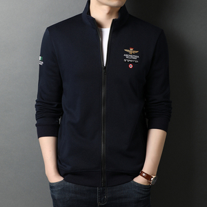 2021秋冬新款纯棉刺绣纯色休闲棒球服男士夹克外套男QLM55205-P95图片