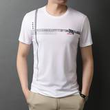轻奢T恤男秋季印花短袖经典圆领纯色运动休闲男t恤QLM88227-P65，男装T恤，电商B212（原钱塘6029）