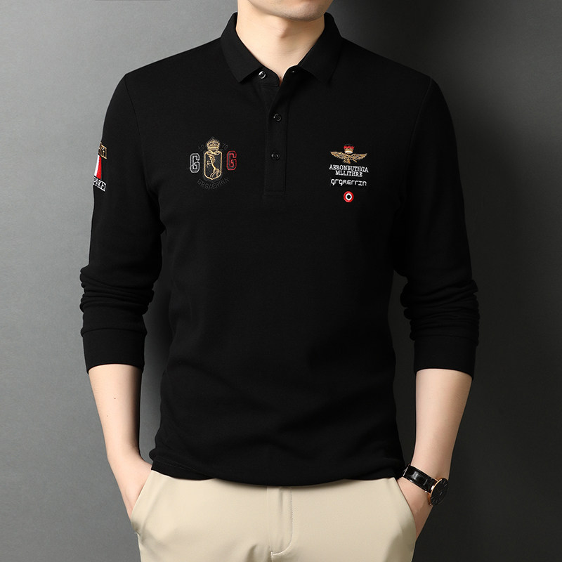 【主推】春季新款纯棉长袖t恤男士打底衫休闲潮流POLO衫D8809-P78,男装T恤,电商B212（原钱塘6029）