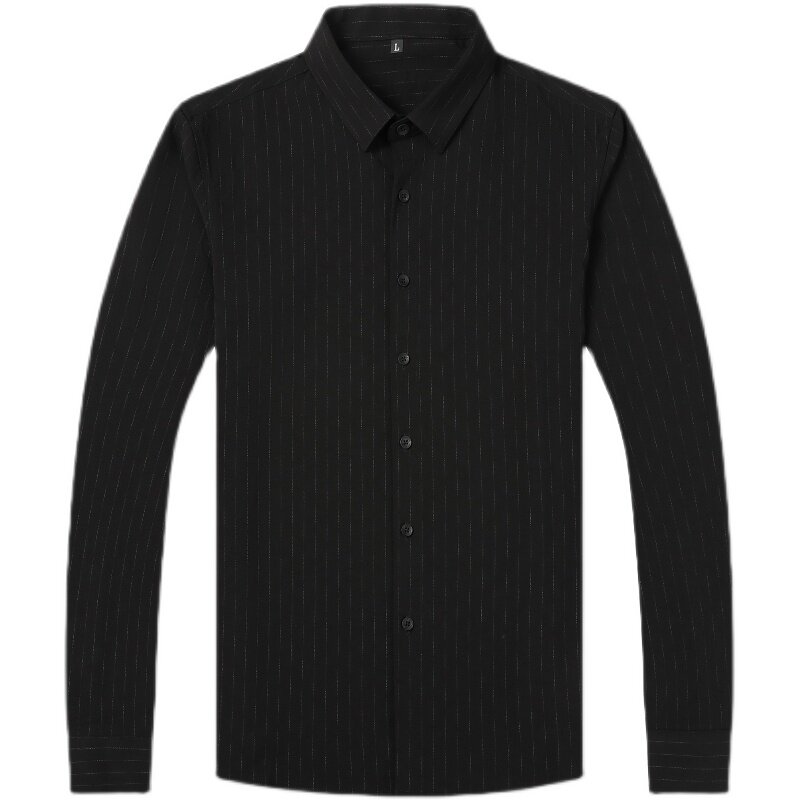 秋季衣服衬衫男长袖修身条纹气衬衣纯色百搭打底衫QLM55221-P85,男装衬衫,电商B212（原钱塘6029）