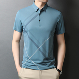 短袖T恤新款夏季青中年时尚男纯色宽松翻领POLO衫QLM88135-P75，男装T恤，电商B212（原钱塘6029）