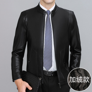 皮衣男外套加绒加厚冬季中年男士休闲立领皮夹克冬装S2025-P150图片