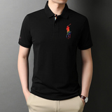 夏季纯棉短袖t恤男绣标纯色polo衫青年男士轻商务体恤D2125-P68，男装T恤，电商B212（原钱塘6029）
