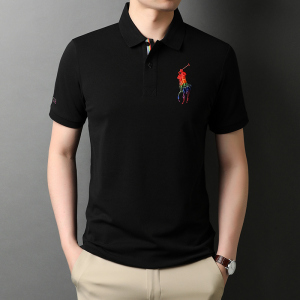 夏季纯棉短袖t恤男绣标纯色polo衫青年男士轻商务体恤D2125-P68图片
