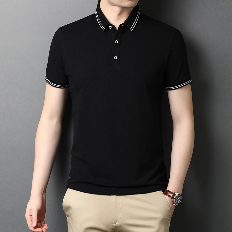 2021春夏新款短袖T恤男翻领半袖纯色宽松潮流纯棉QLM9977-P70,男装T恤,电商B212（原钱塘6029）