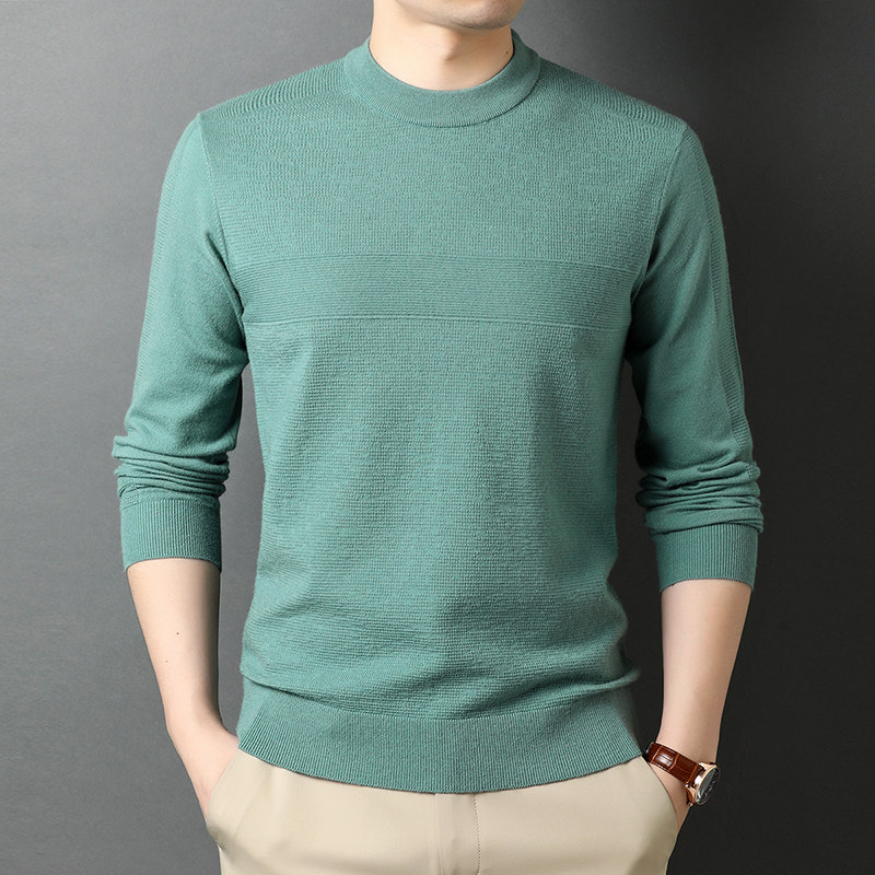2021秋季纯色圆领休闲毛衣男中青年套头针织衫修身GR9003-P60，男装针织衫/毛衣，电商B212（原钱塘6029）