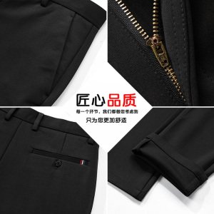 秋冬厚款弹力休闲裤中年宽松直筒免烫男裤中老年爸爸裤KZ6515图片