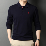 纯棉长袖T恤男翻领POLO衫春秋男士商务休闲宽松打底衫D8891-P70，男装Polo衫，电商B212（原钱塘6029）
