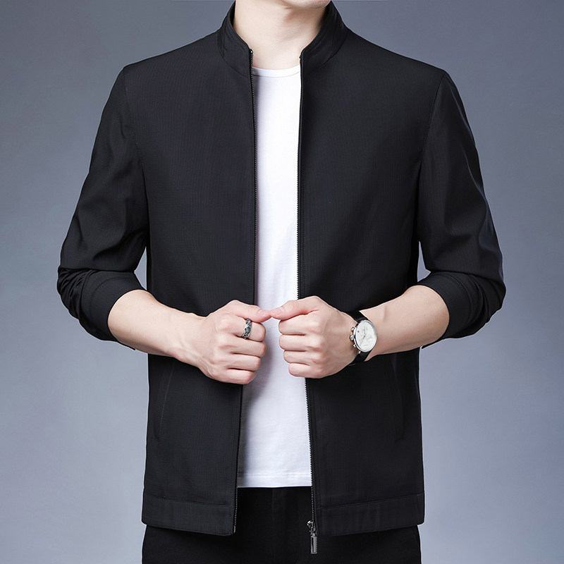 2021春季新款夹克男外套中年男士商务休闲薄款茄克衫N82053-P135,男装夹克,电商B212（原钱塘6029）