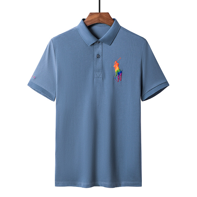 夏季纯棉短袖t恤男绣标纯色polo衫青年男士休闲体恤爸爸D2125-P68图片