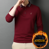 长袖T恤男加绒加厚POLO衫秋冬季男士商务休闲打底衫D3980-1，男装T恤，电商B212（原钱塘6029）