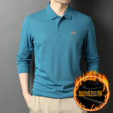 纯色长袖t恤男加绒保暖polo衫冬男士商务翻领打底衫D6617-1，男装T恤，电商B212（原钱塘6029）