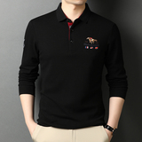 男士纯棉T恤男长袖翻领体恤商务休闲宽松打底POLO衫21D8820-P78，男装T恤，电商B212（原钱塘6029）