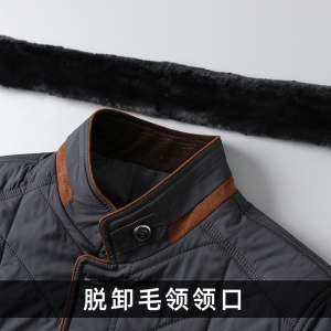 棉衣男脱卸毛领冬季中年男士休闲立领保暖棉服冬装外套HC165图片