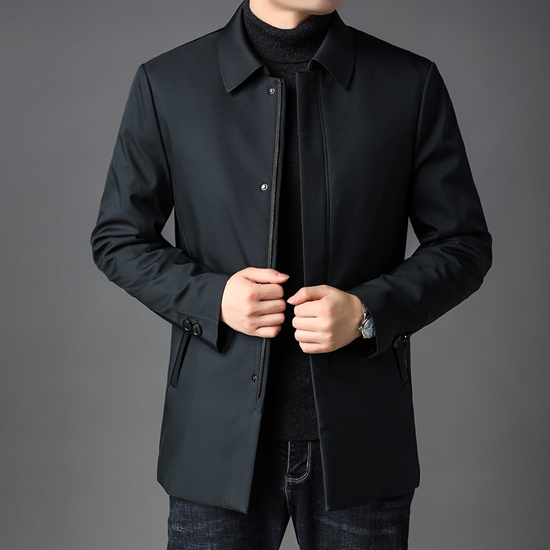 2021冬季90白鸭绒中长款中青年休闲保暖羽绒服男羽绒外套K29-P260图片