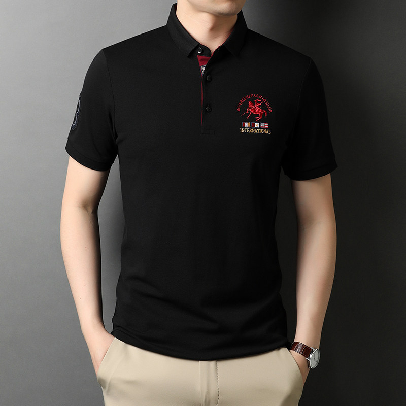纯棉短袖T恤男英伦风POLO衫夏季青年男士休闲刺绣体恤潮D2136-P65图片