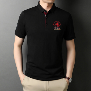 纯棉短袖T恤男英伦风POLO衫夏季青年男士休闲刺绣体恤潮D2136-P65图片