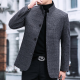 冬季中年男士双面呢羊毛外套男商务休闲格子毛呢西服L21599-P290，男装毛呢大衣，电商B212（原钱塘6029）